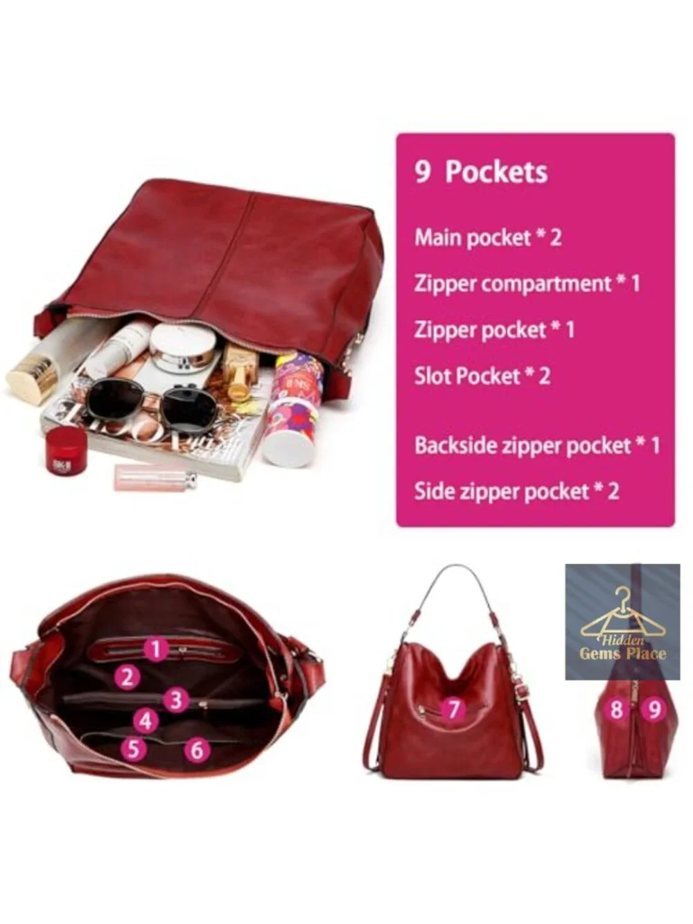 Soft Vegan Leather Tote Purse & Wallet Set with Detachable Crossbody Strap